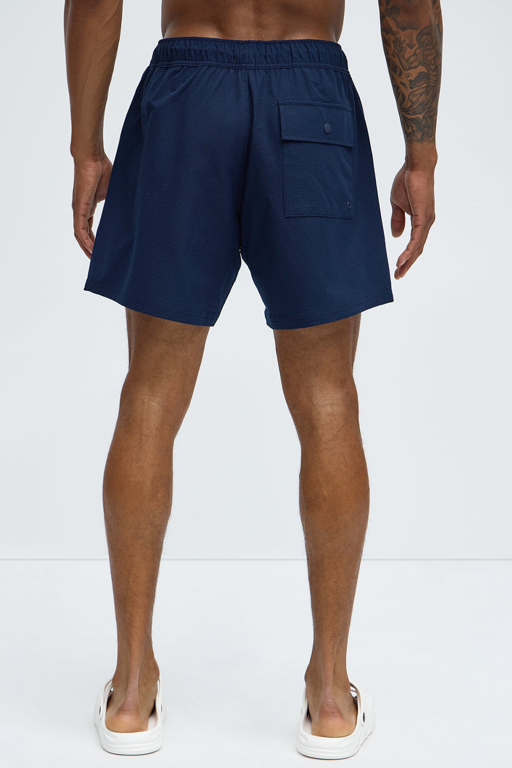 Seersucker Swim Trunk 6″ - Navy image 4