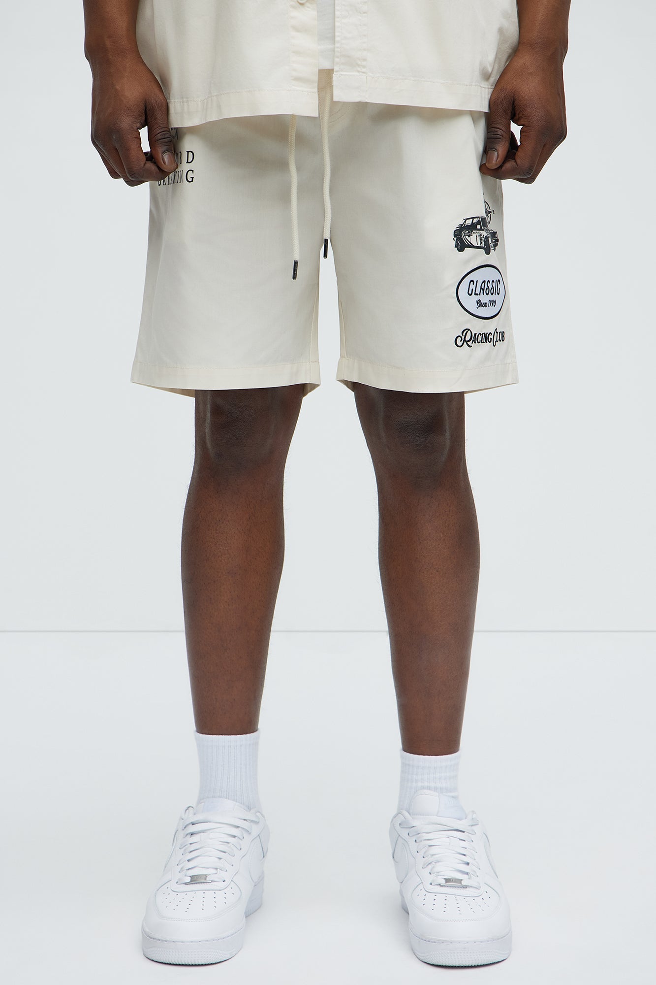 Racing Club Relaxed Drawstring Shorts - Cream image 1