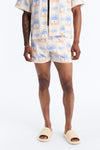 Coastal Palm Grid Swim Trunk 4″ - White/Blue image 1