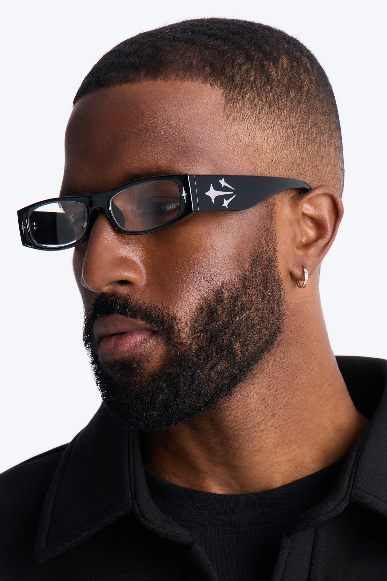 Y2K Starlight Rays Sunglasses - Black/Silver image 1