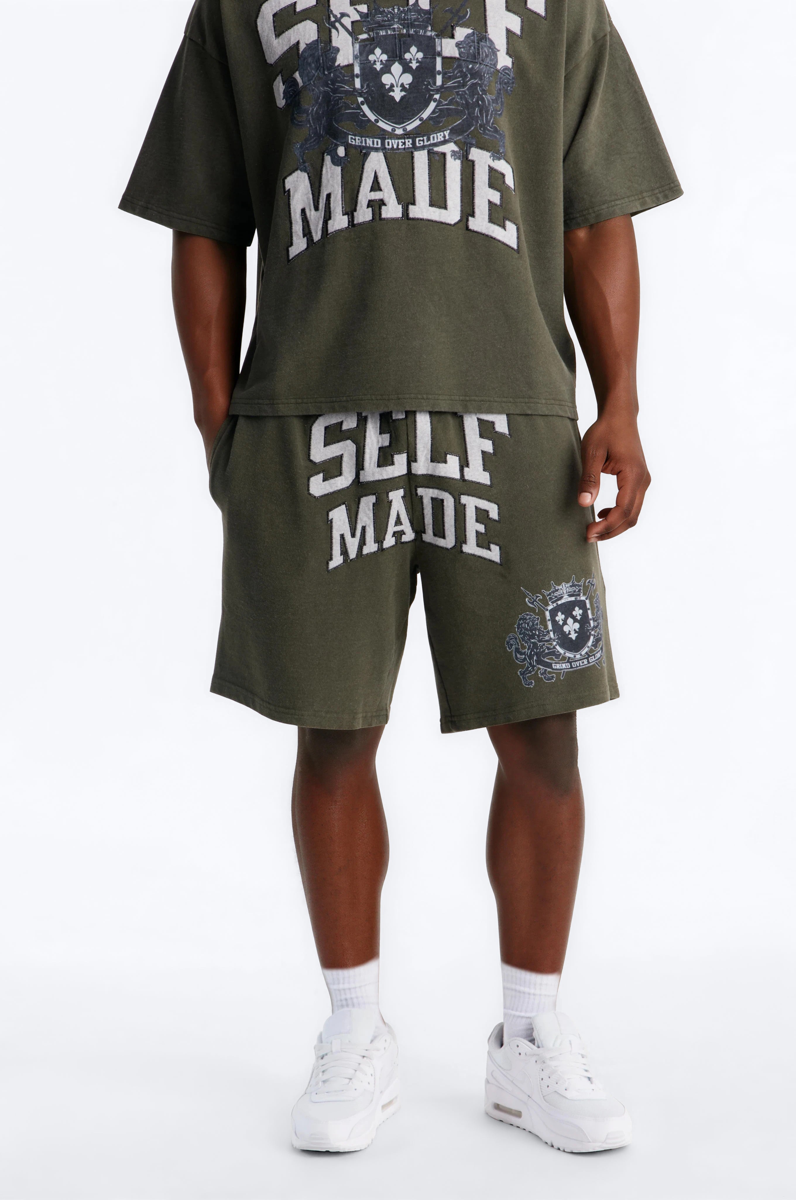 Self Made Patch Relaxed Sweatshort - Hunter Green image 1