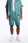 Royal Geometric Relaxed Short - Teal image 1