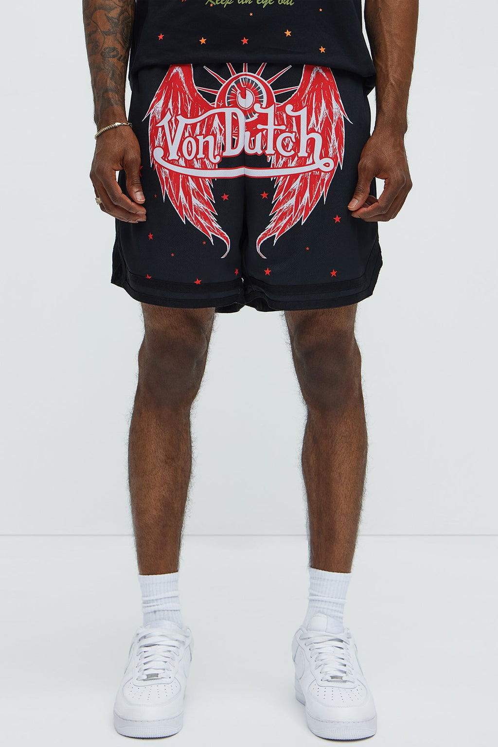 Von Dutch Eyeball Relaxed Drawstring Shorts - Black image 1