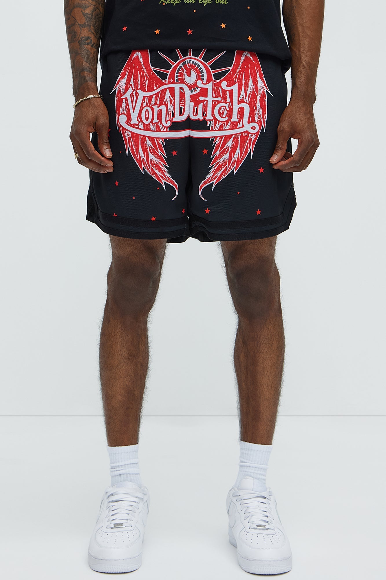Von Dutch Eyeball Relaxed Drawstring Shorts - Black image 1