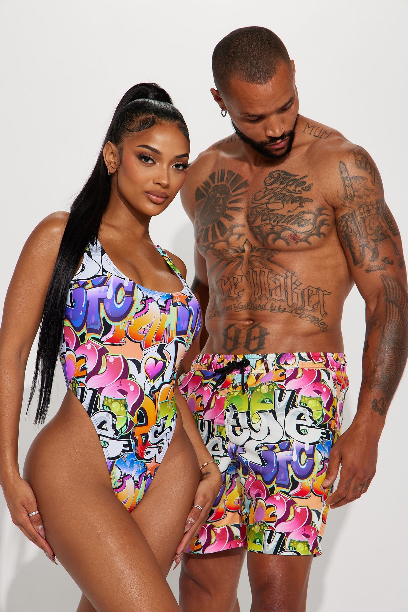 All That Graffiti Swim Trunk 7″ - Multi Color image 2