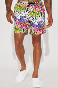 All That Graffiti Swim Trunk 7″ - Multi Color image 1