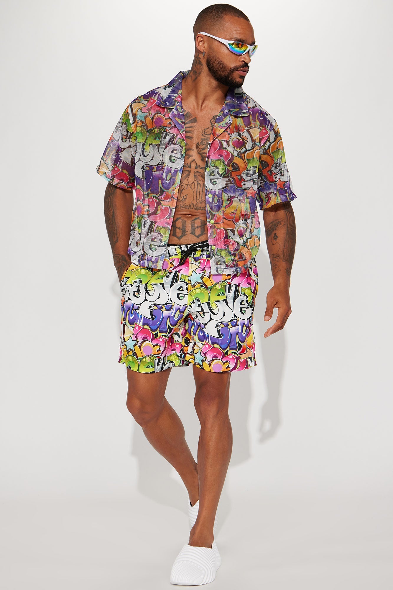 All That Graffiti Swim Trunk 7″ - Multi Color image 4