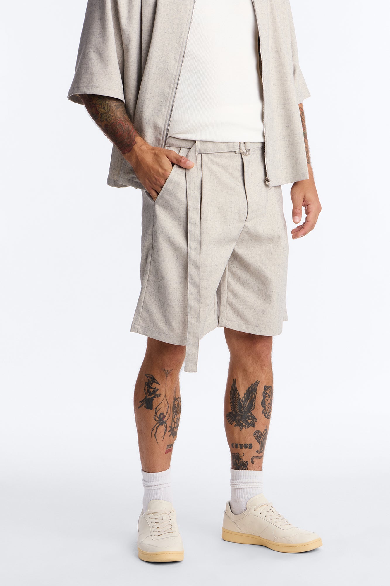 Maison Tailored Belt Short - Khaki image 1