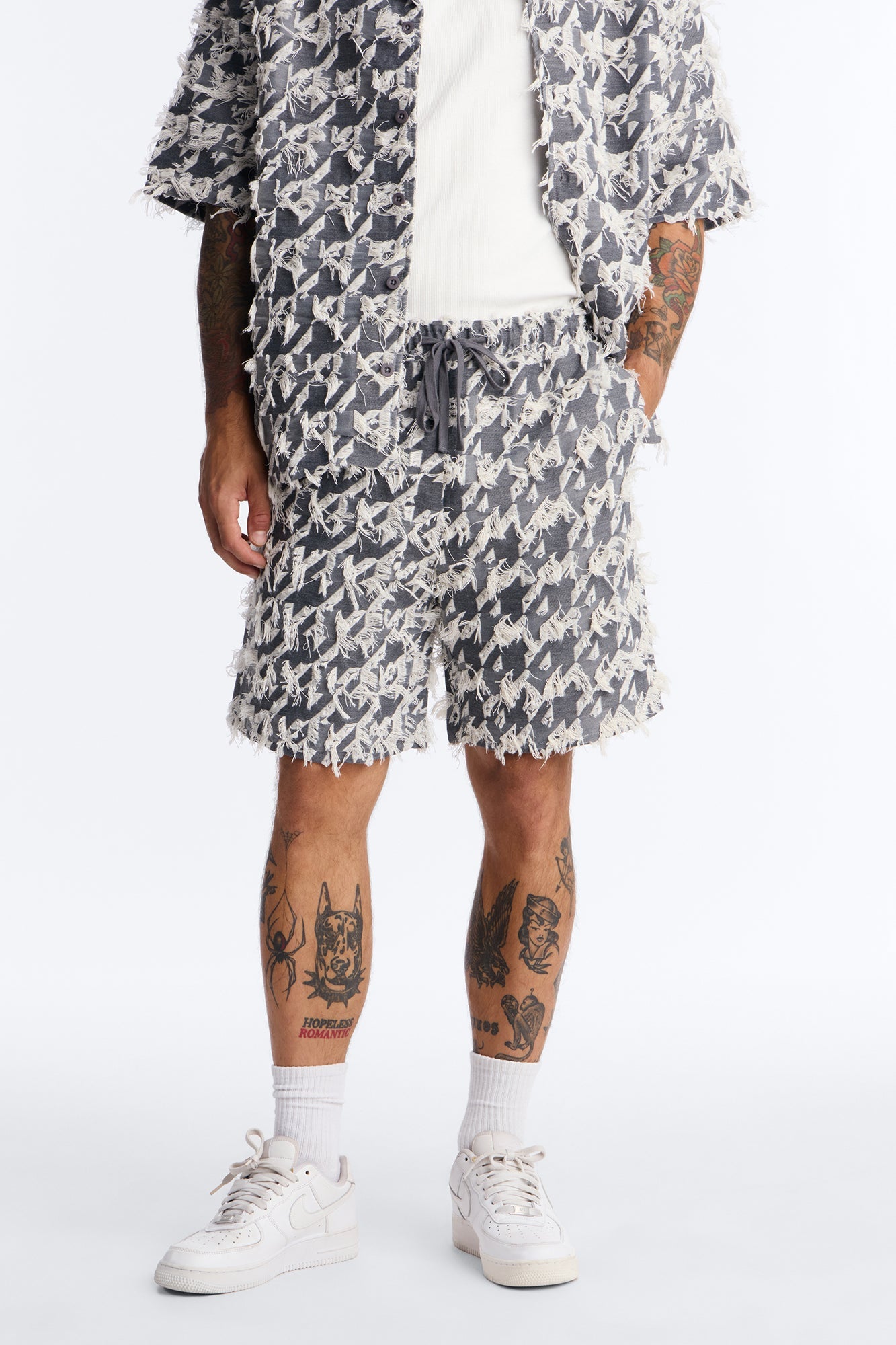 Relaxed Houndstooth Nomad Short - Grey image 1