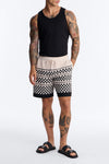 Relaxed Knitted Pawn Checker Short - Black/combo image 1