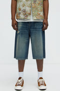Don't Hate Baggy Relaxed Denim Shorts - Dark Wash image 1