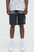 Two Ways Relaxed Denim Shorts - Black Wash image 1