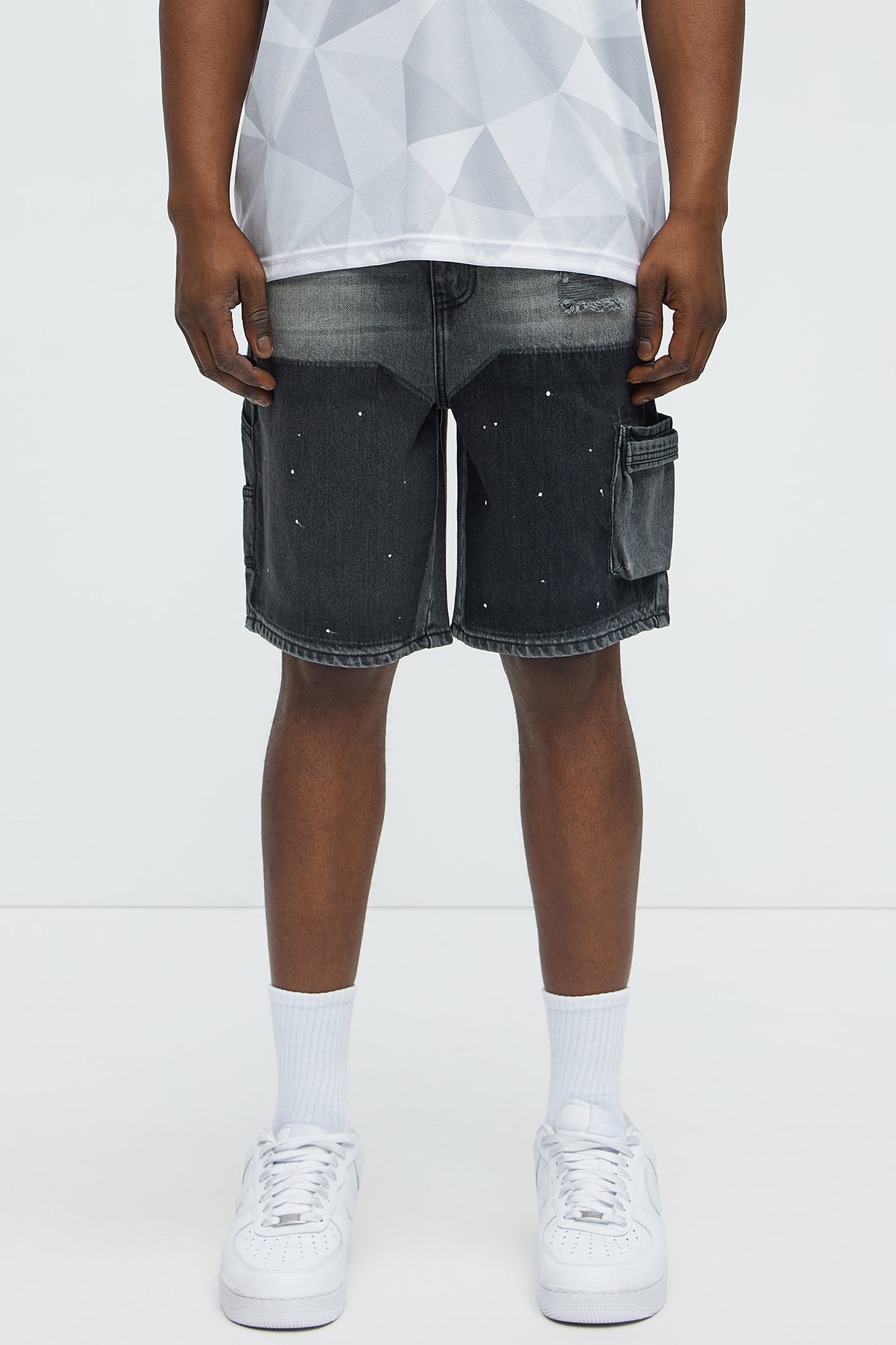 Two Ways Relaxed Denim Shorts - Black Wash image 1