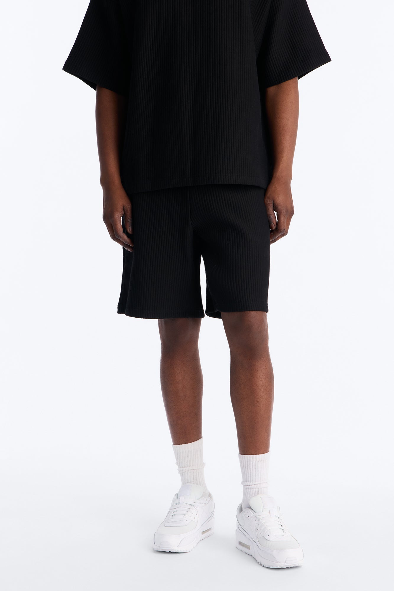 Textured Relaxed Sweatshort - Black image 1