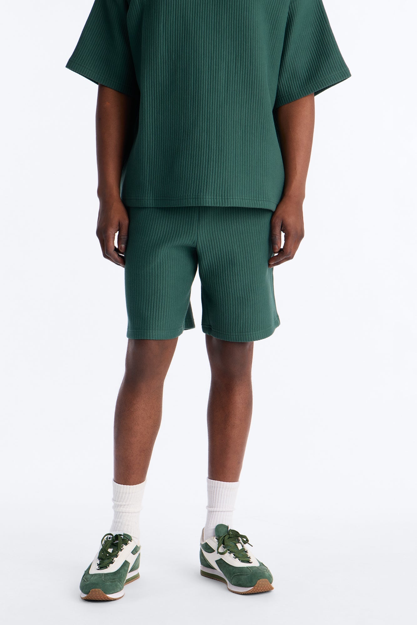 Textured Relaxed Sweatshort - Hunter Green image 1