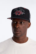 Fly Alone Graphic Embroidered Snapback Hat - Black image 1