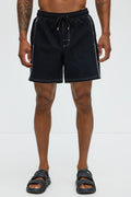 Contrasted Stitch Swim Trunk 7″ - Black image 1