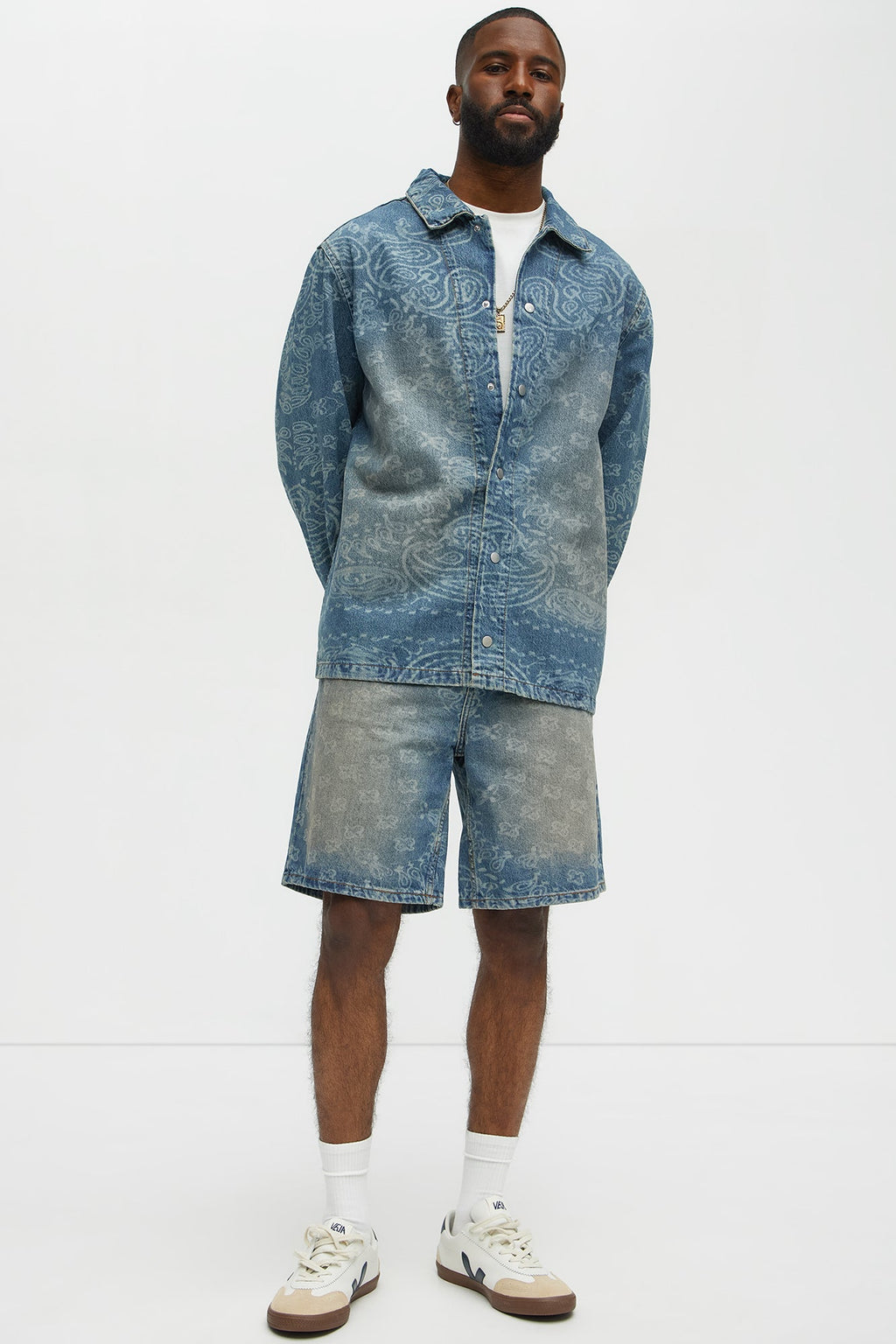 Paisley Last Relaxed Denim Shorts - Medium Blue Wash image 2