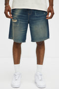 Don't Hate Relaxed Denim Shorts - Dark Wash image 1