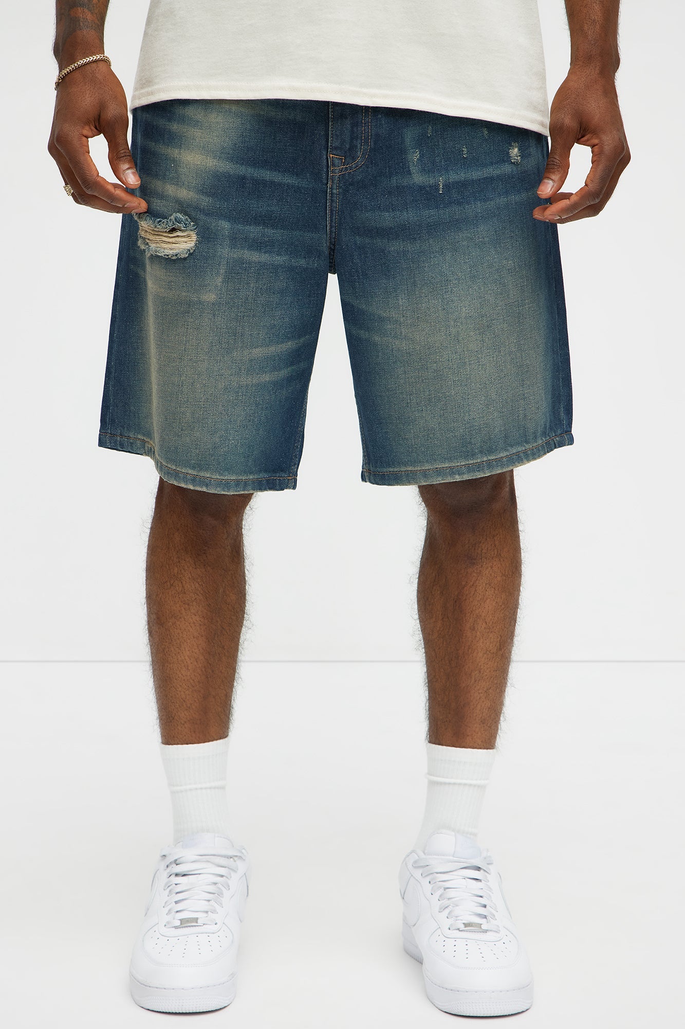 Don't Hate Relaxed Denim Shorts - Dark Wash image 1