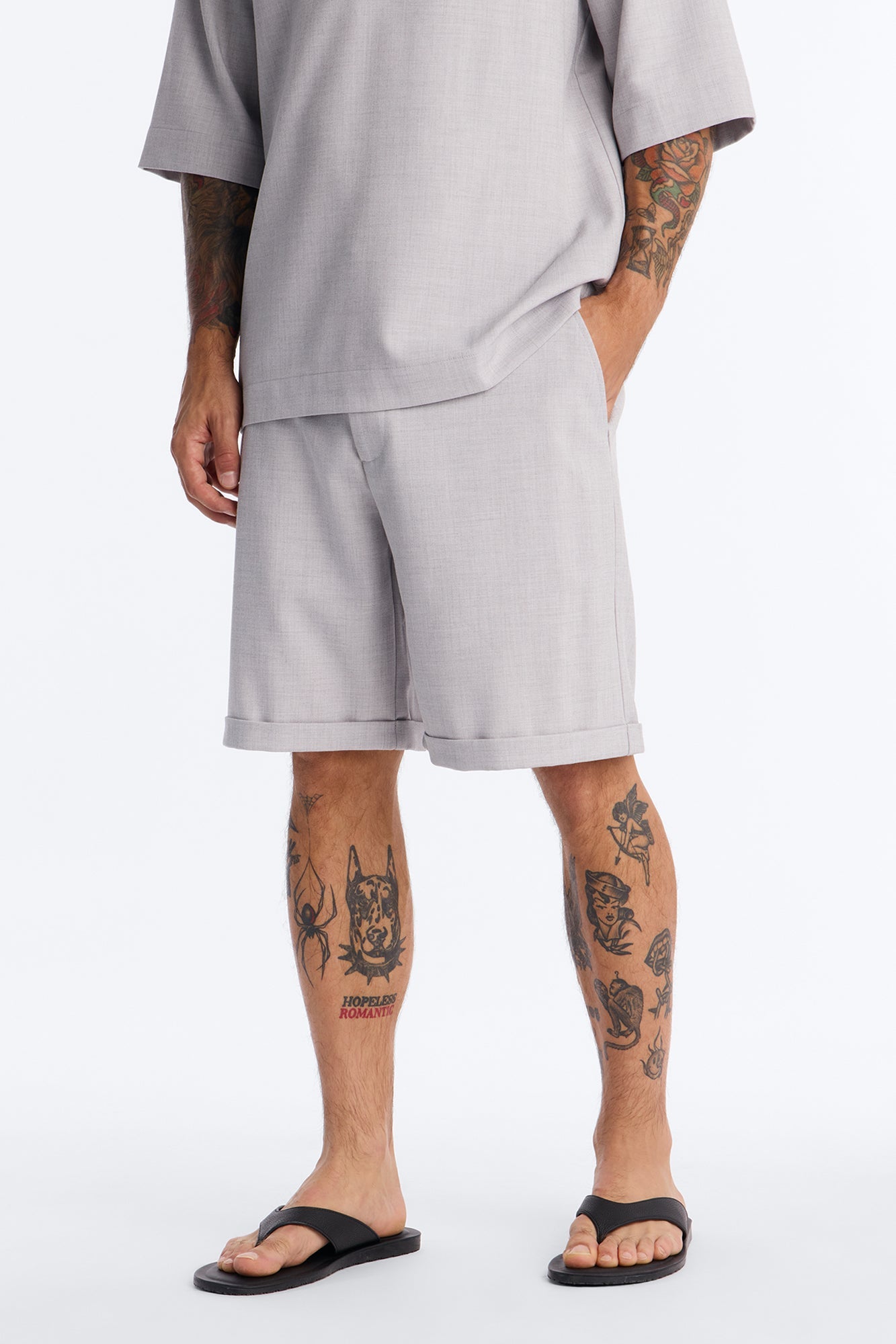 Sorrento Relaxed Trouser Short - Light Grey image 1