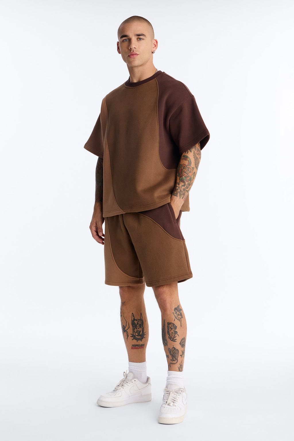 Neapolitan Paneled Relaxed Sweatshort - Brown/combo image 2