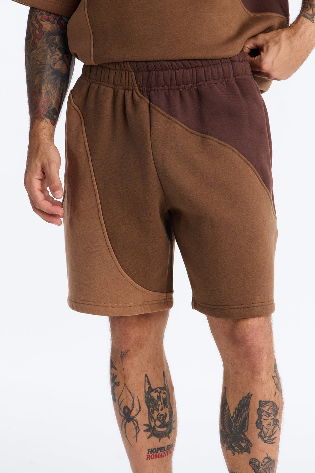 Neapolitan Paneled Relaxed Sweatshort - Brown/combo image 1