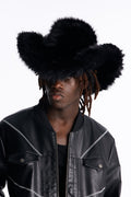 Faux Fur Cowboy Hat - Black image 1