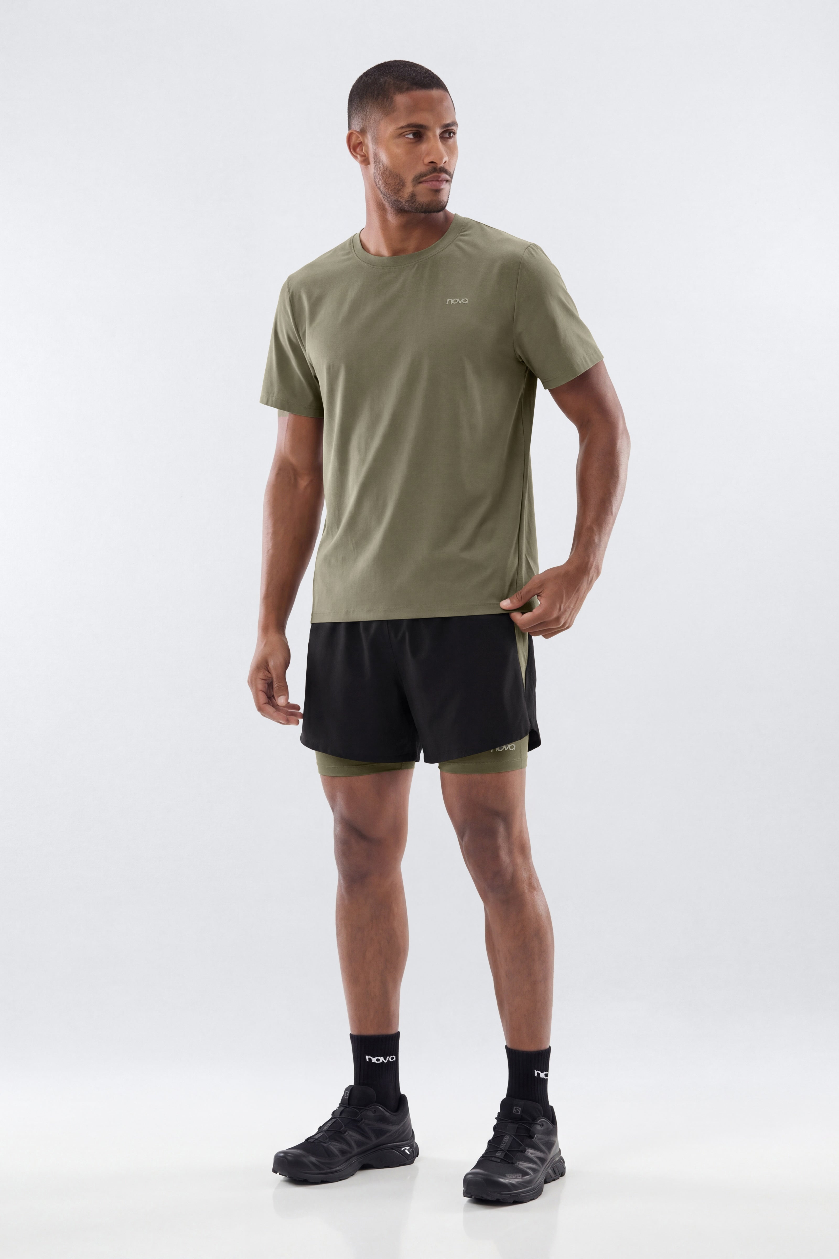 Lightweight Nylon RipStop Running Shorts - Moss image 1