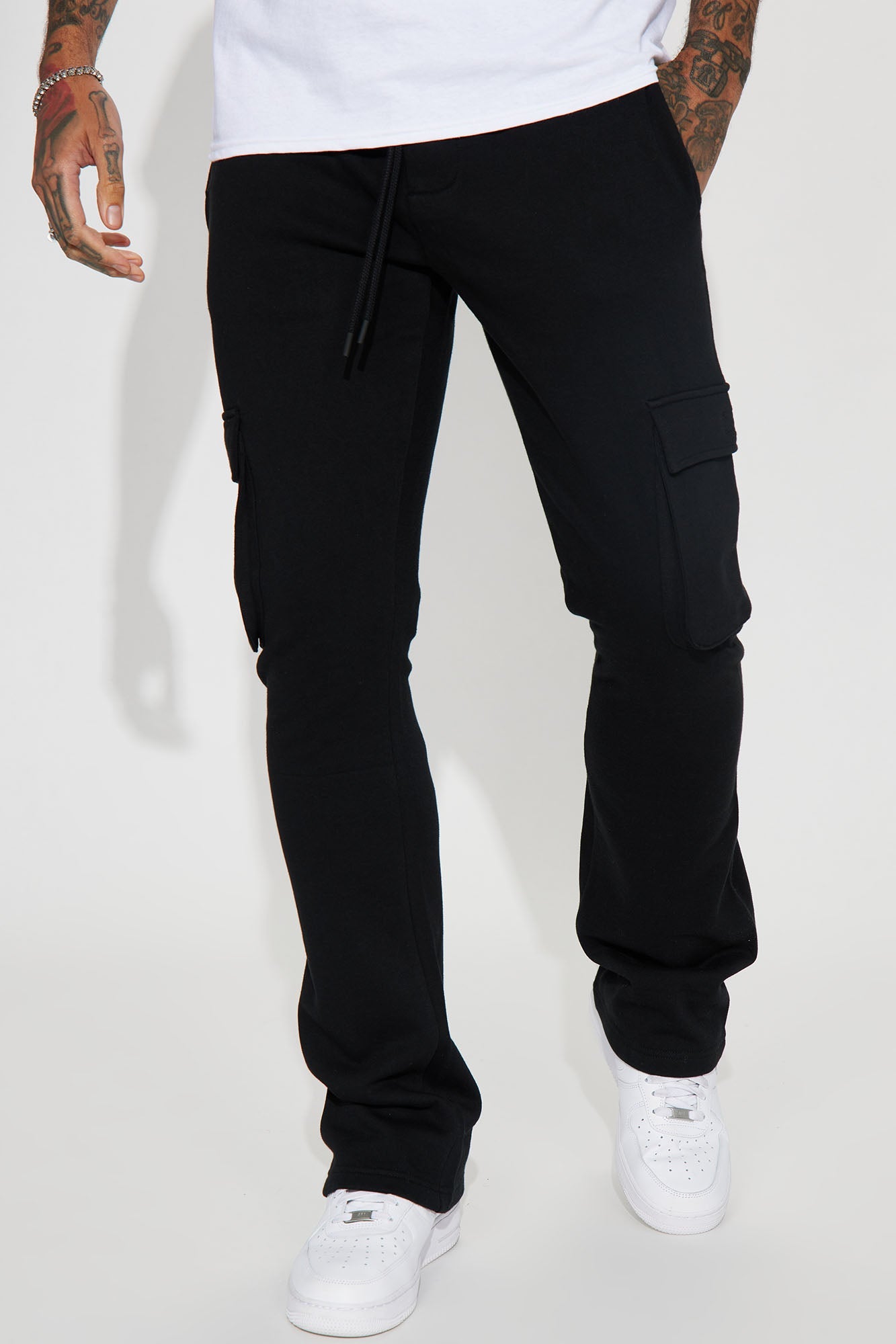 Tyson Cargo Skinny Flared Sweatpant - Black image 1