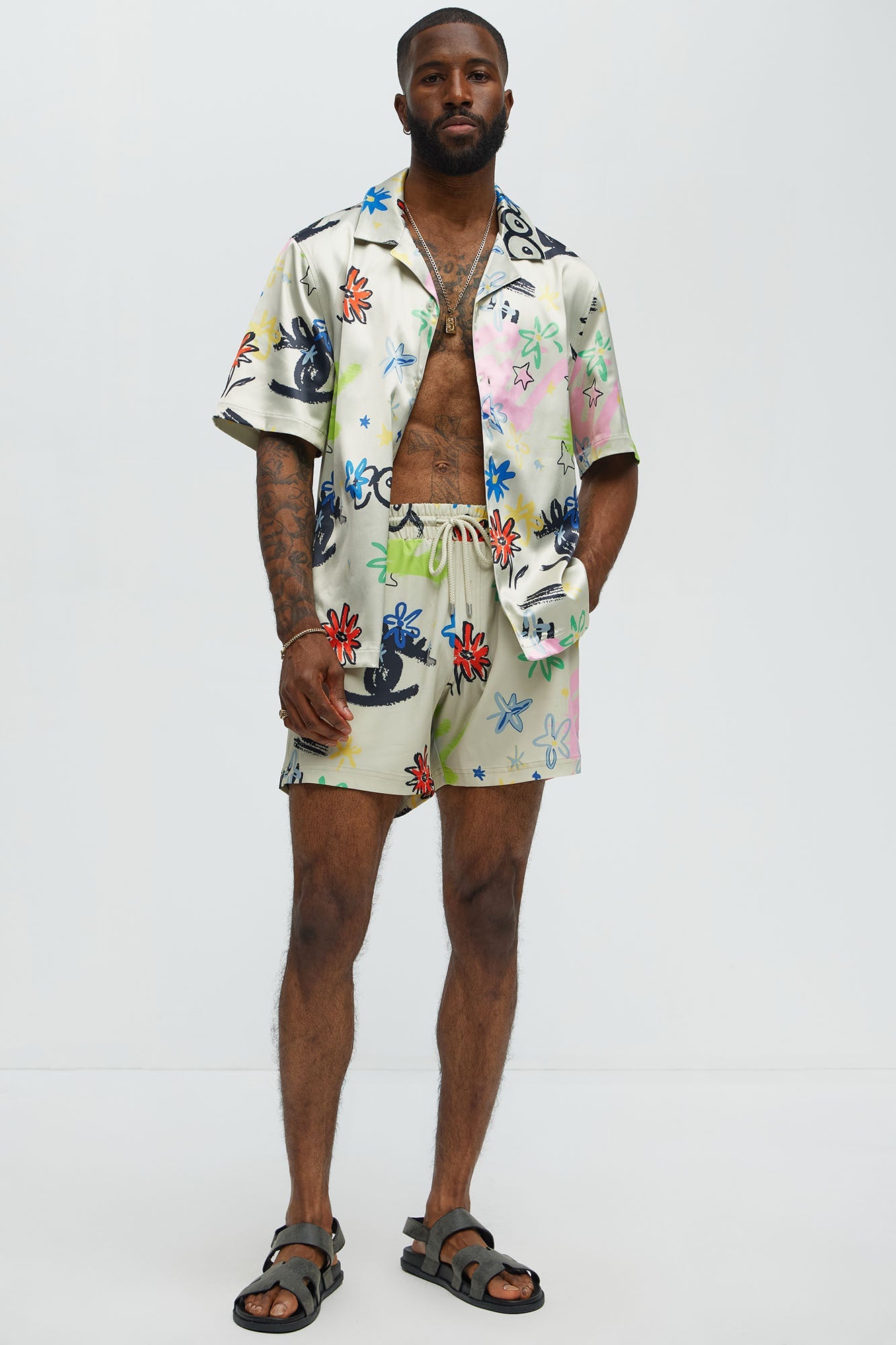 Graffiti Bloom Swim Trunk 6″ - Multi Color image 2