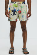 Graffiti Bloom Swim Trunk 6″ - Multi Color image 1