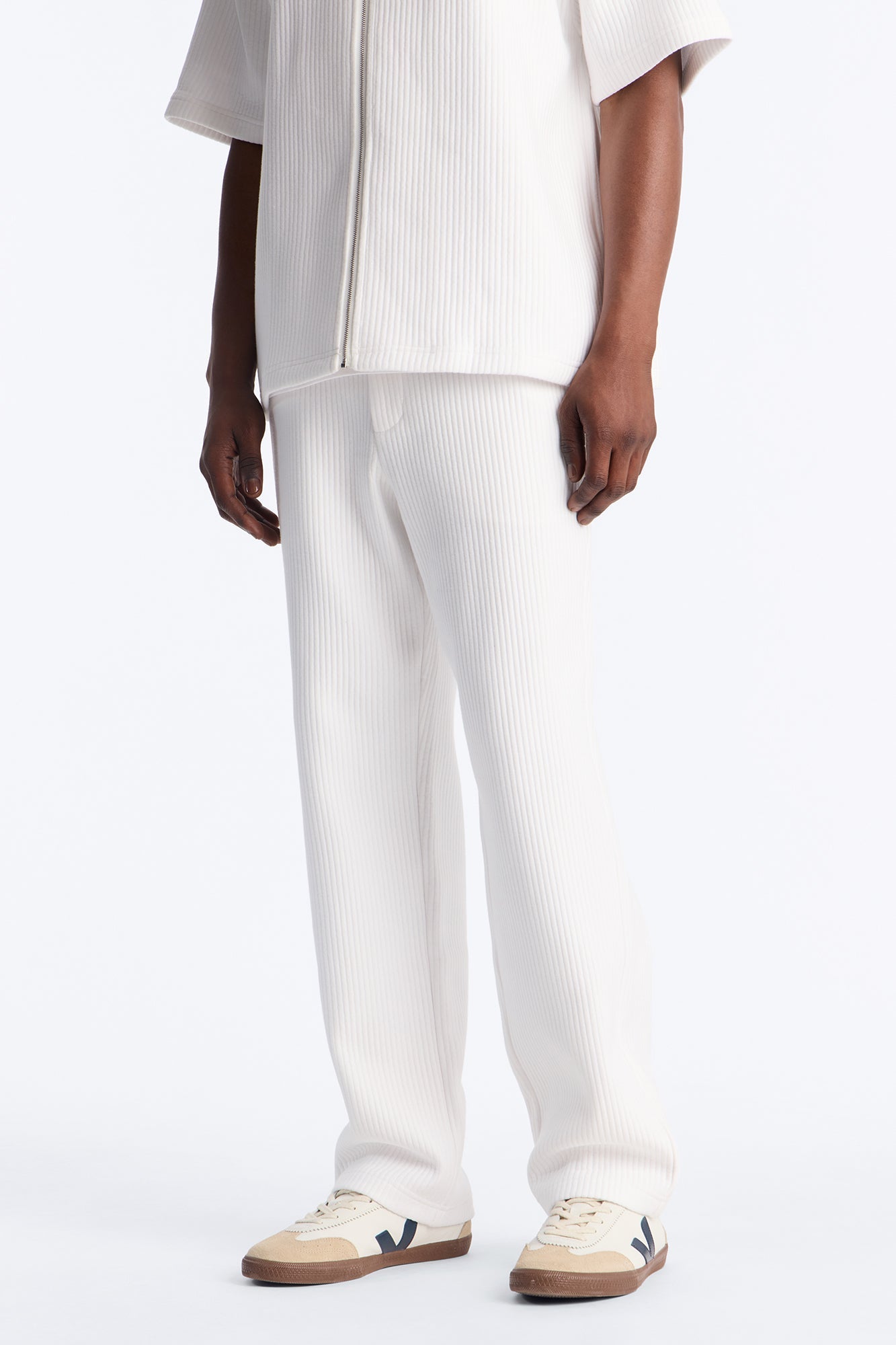 Textured Fleece Straight Leg Pant - Cream image 1