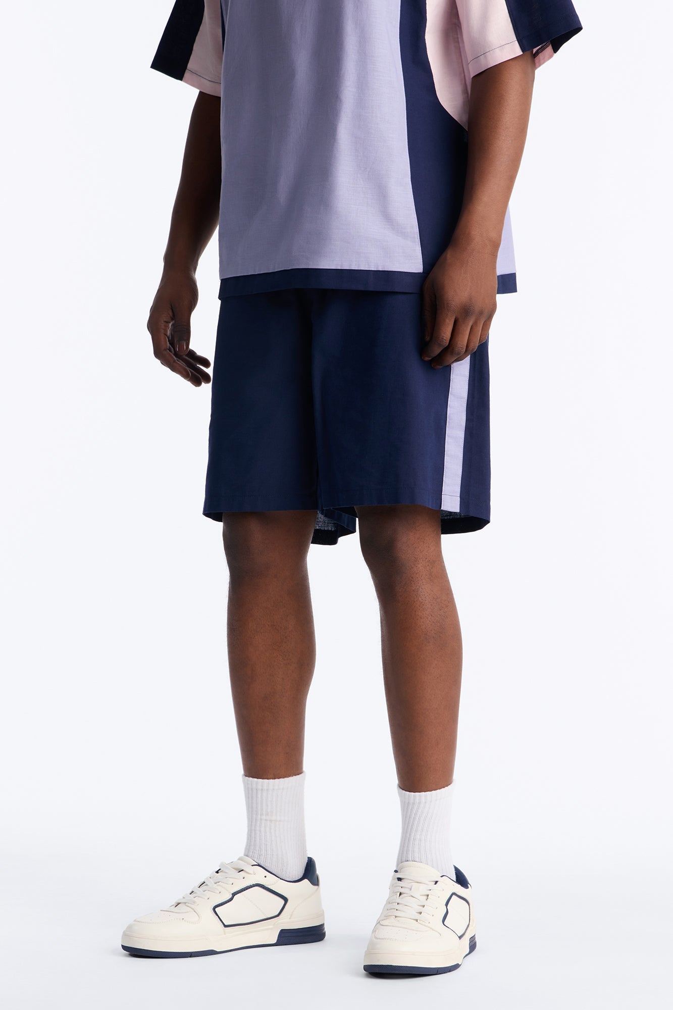 Basic Color Block Relaxed Short - Purple/combo image 1