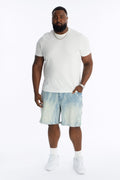 Relaxed Fray With Tapestry Sides Denim Short - Light Blue Wash image 1