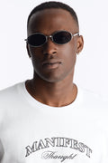 Revived Rhinestone Circular Sunglasses - Silver image 1