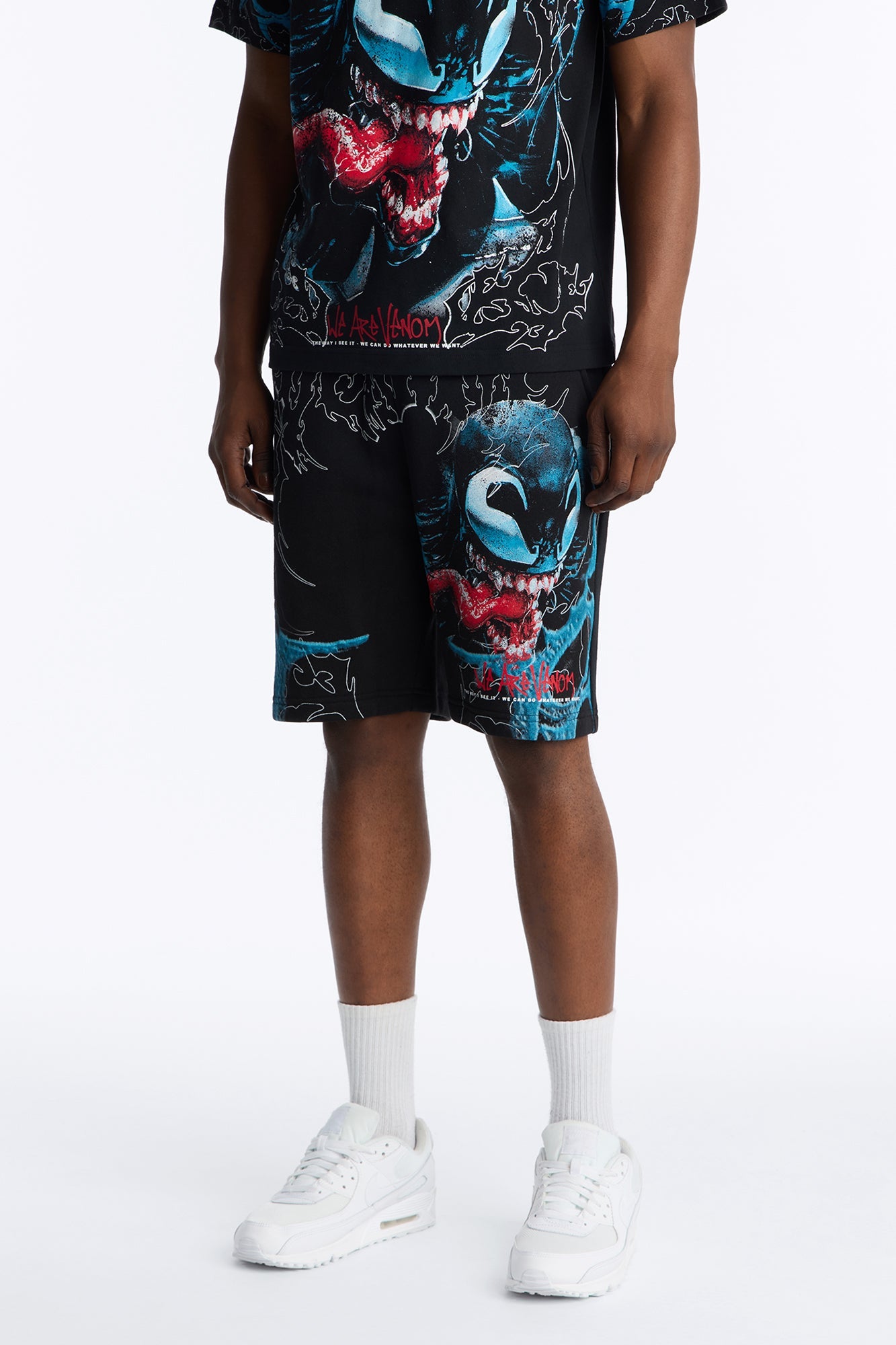 Venom All Over Print Relaxed Sweat Short - Black image 1