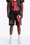 Spider Man All Over Print Relaxed Sweat Short - Black image 1