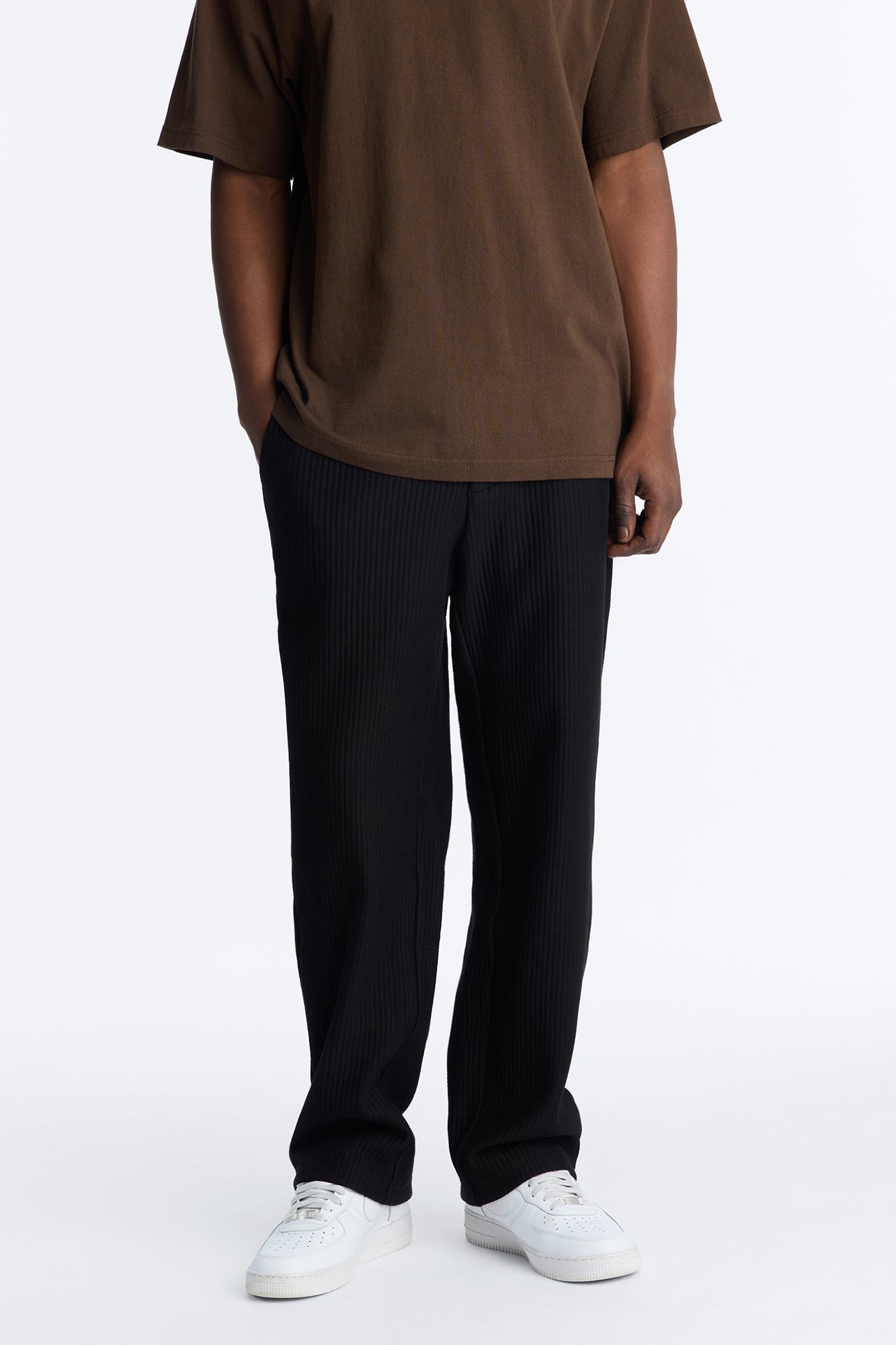 Textured Fleece Straight Leg Pant - Black image 1