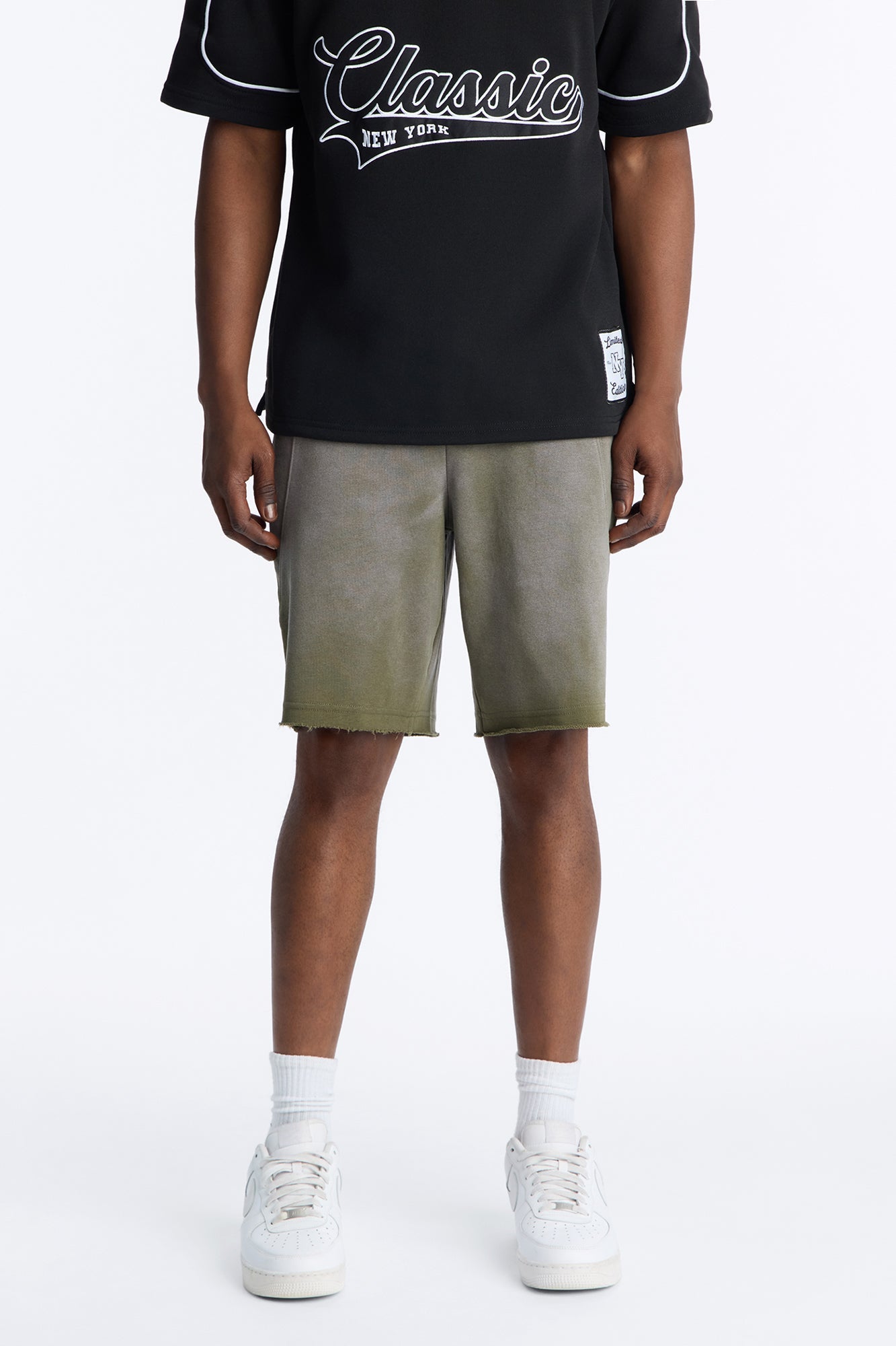 Boiler Washed Raw Hem Sweatshort - Khaki image 1