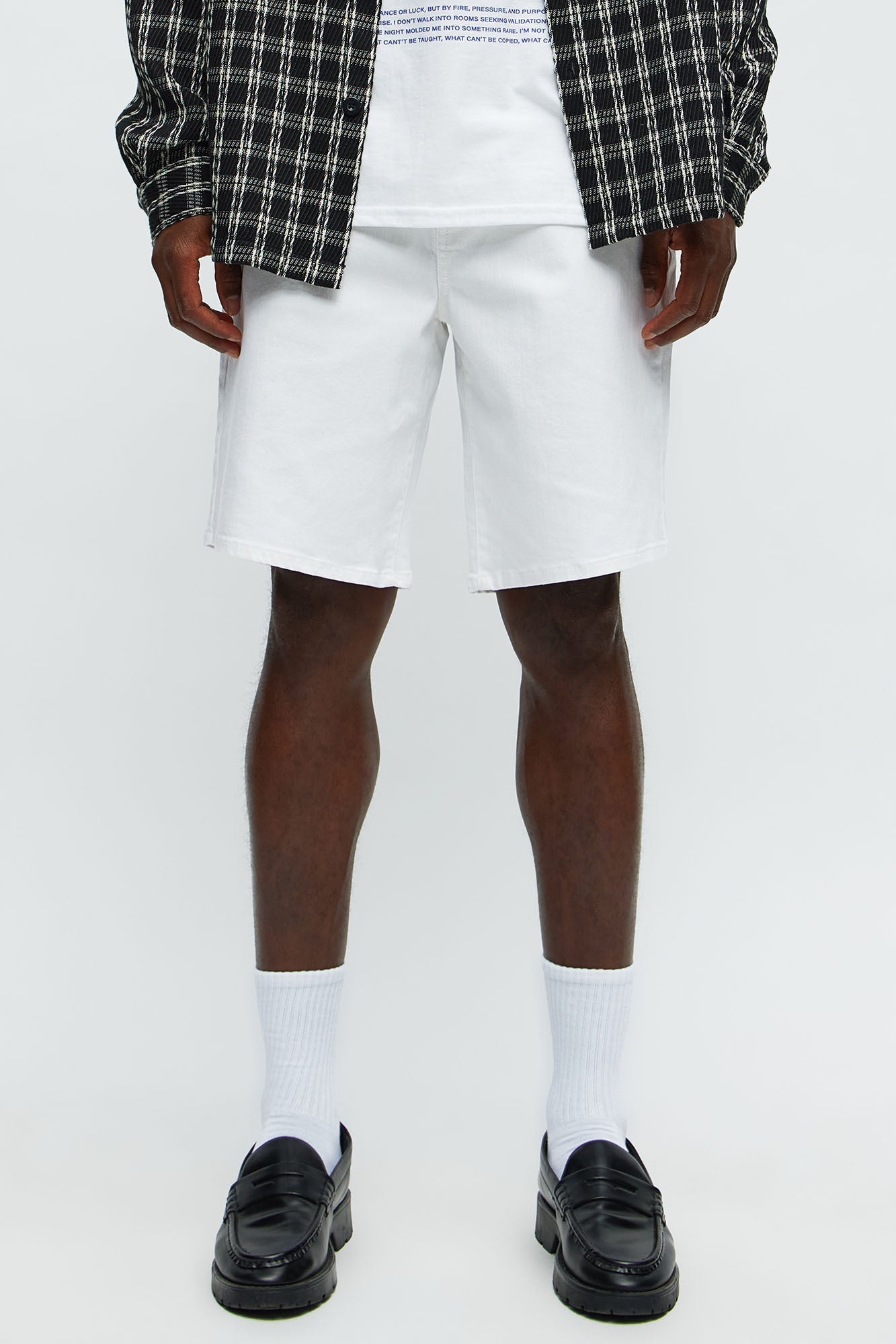 Mike Relaxed Denim Shorts - White image 1