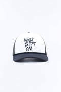 Most Slept On Embroidered Snapback Hat - White/Black image 1