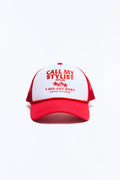 Call My Stylish Mesh Panel Snapback Hat - Red/White image 1