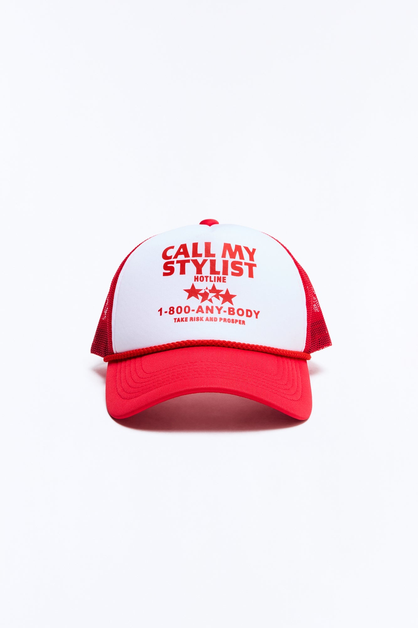 Call My Stylish Mesh Panel Snapback Hat - Red/White image 1