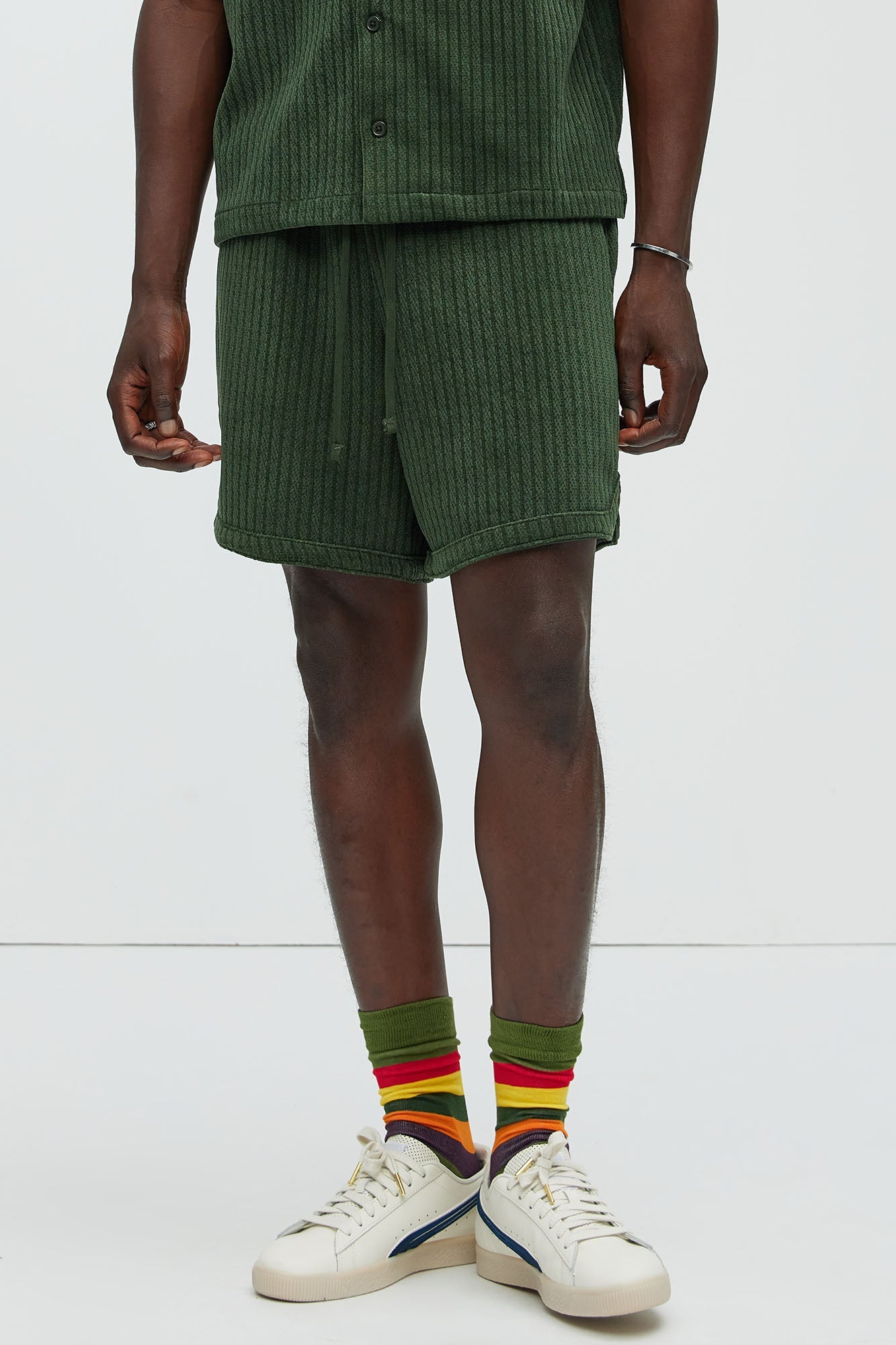 Easton Textured Shorts - Green image 1