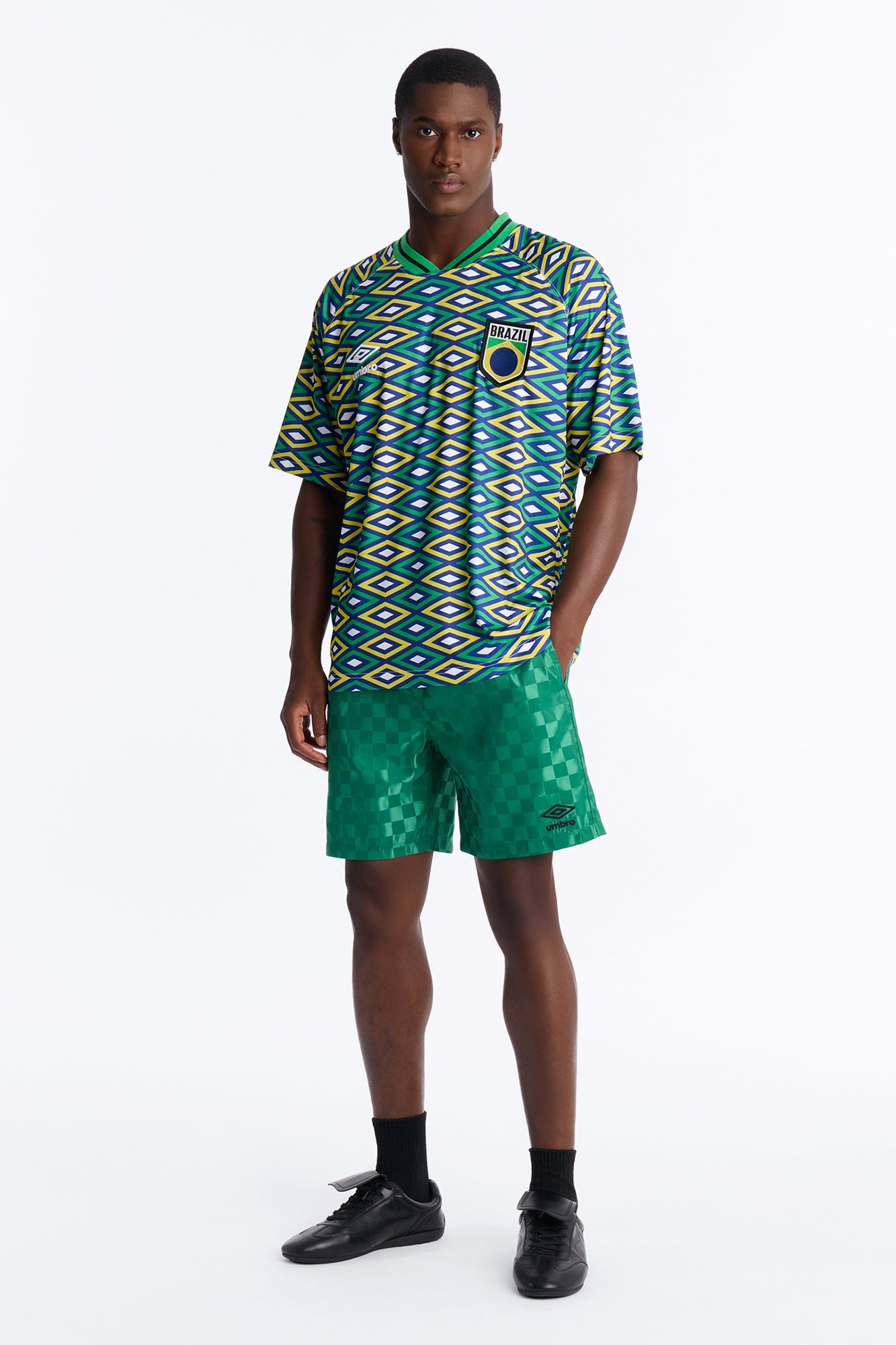 Umbro Checkered Soccer Shorts - Green image 1