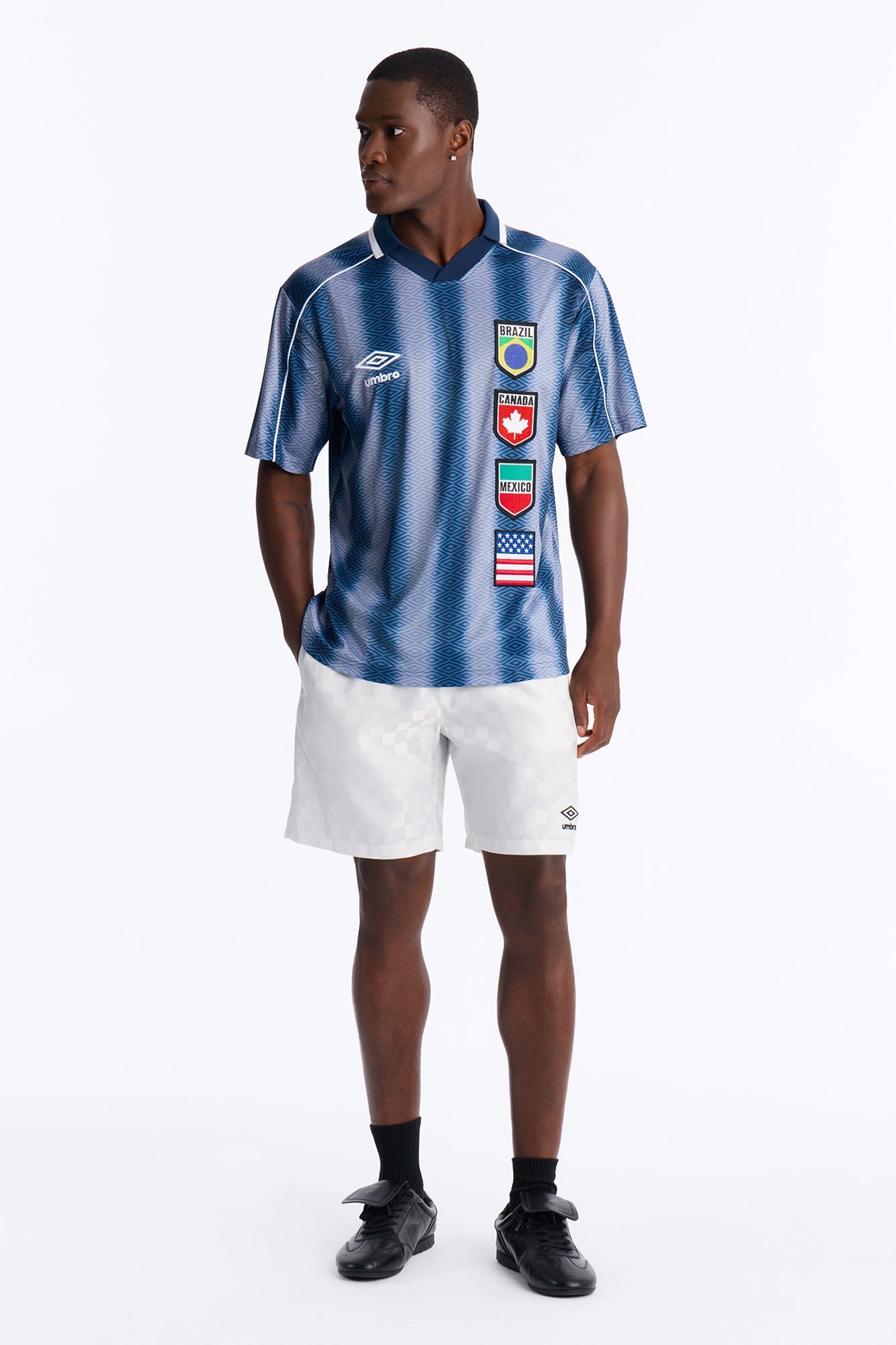 Umbro Checkered Soccer Shorts - White image 1