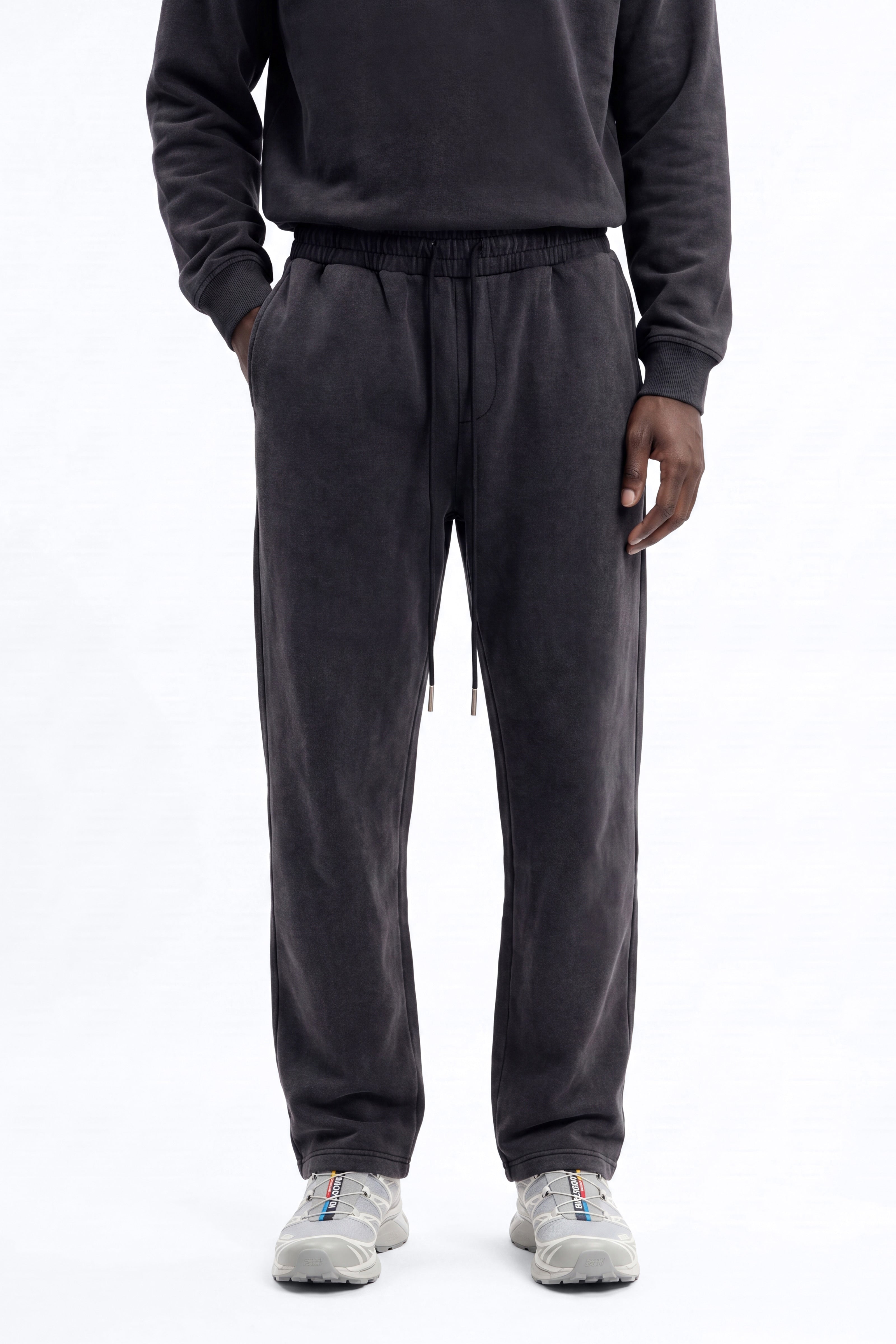 Soft Touch Washed Interlock Straight Leg Sweatpant - Black Wash image 1