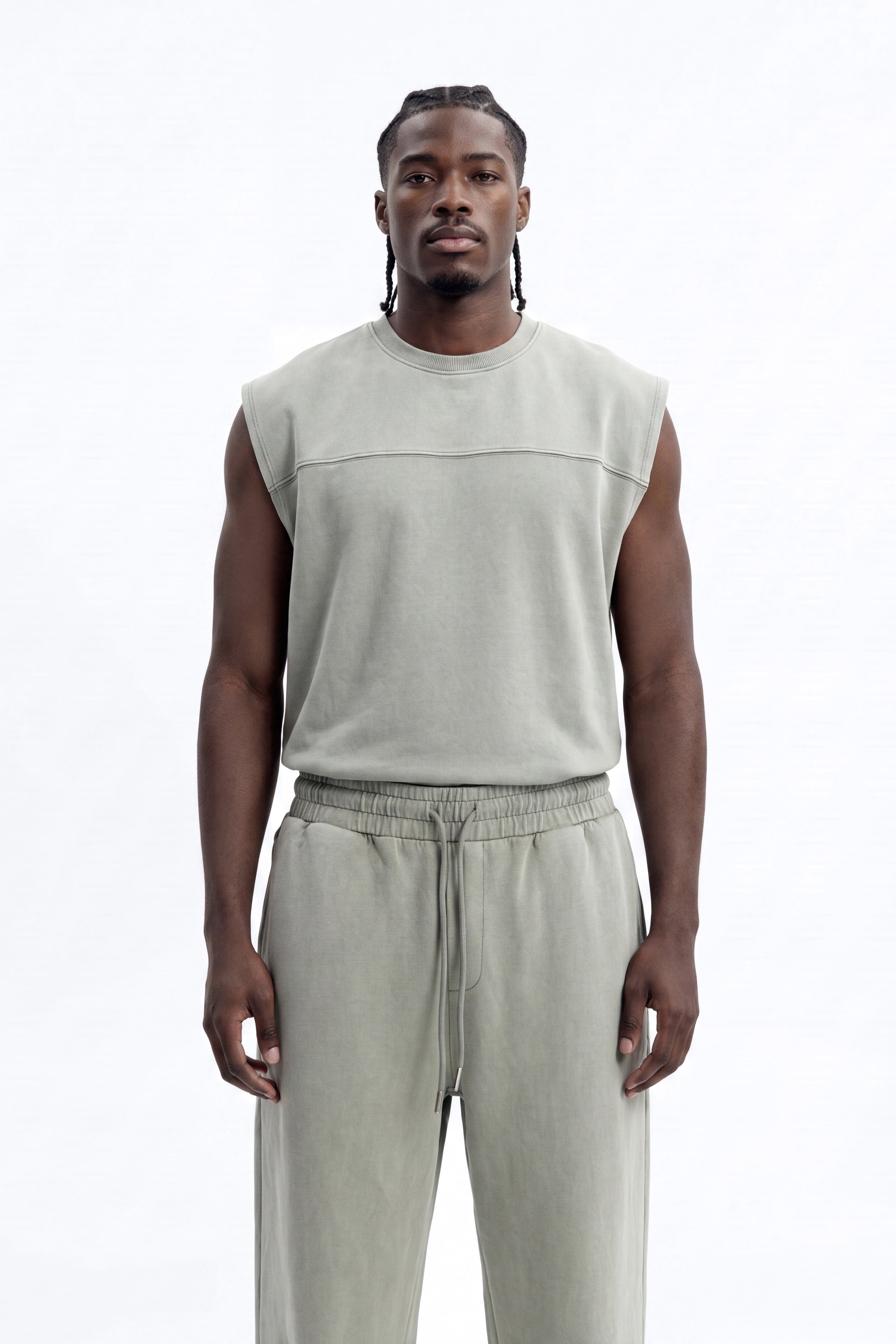 Soft Touch Washed Interlock Straight Leg Sweatpant - Olive image 1