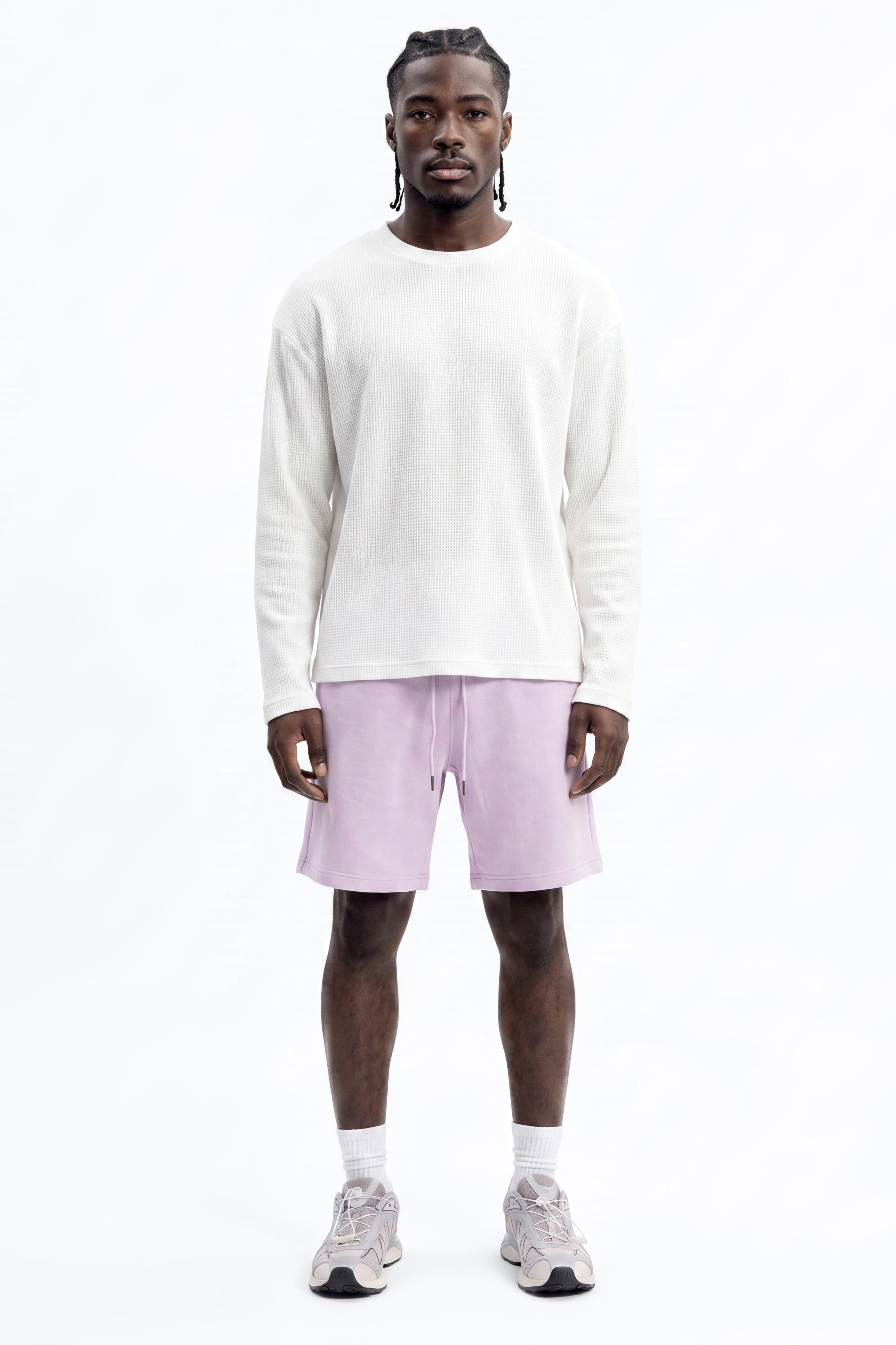 Soft Touch Washed Interlock Relaxed Sweatshort - Purple image 2